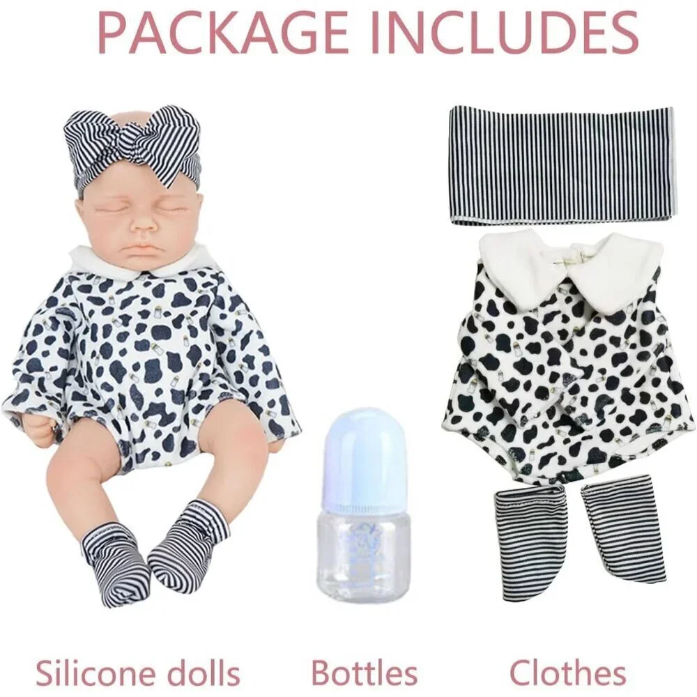 🆕12Inch Realistic Full Body Silicone Reborn ivory White Baby Boy Sleeping Dolls